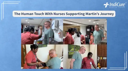 Hip replacement patient Martin Kinney receives dedicated care from hospital nurses and staff in India, highlighting the human touch